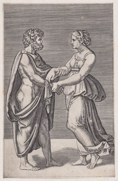 Homme et femme se tenant la main, 1516-1517 - Agostino Veneziano