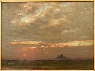 La cathédrale de Lincoln au coucher du soleil - Albert Goodwin