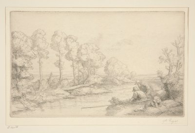 Repos au bord de la rivière - Alphonse Legros