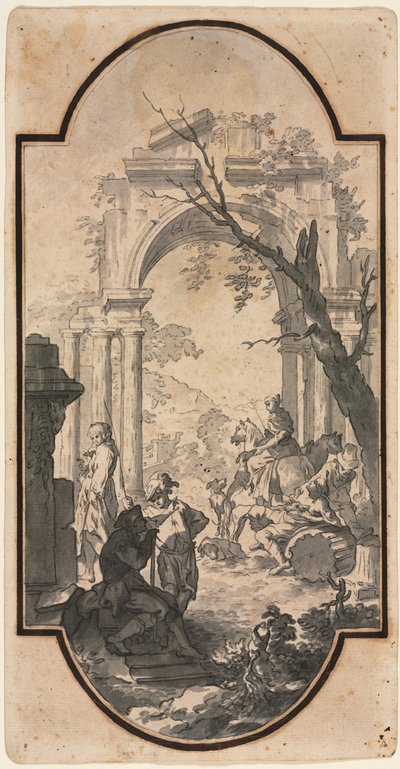 Arc de triomphe et figures, première moitié des années 1700 - Andrea Locatelli