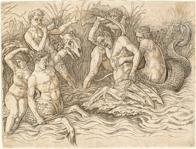 Bataille des dieux de la mer (moitié droite) - Andrea Mantegna