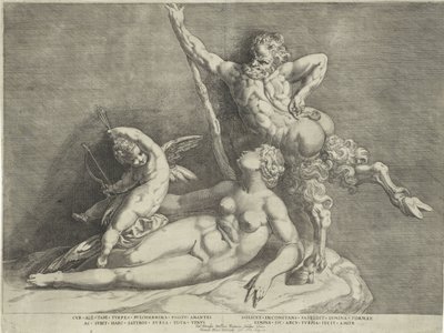 Groupe de sculptures de Vénus, Amour et un satyre - Anonymous