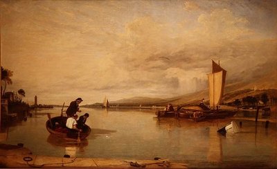 Calme plat : Bateaux au large du château de Cowes - Augustus Wall Callcott