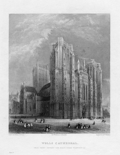 Cathédrale de Wells, Somerset, vers 1860 - Benjamin Winkles