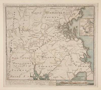 Carte de Boston et ses environs, vers 1775 - Bernard Romans