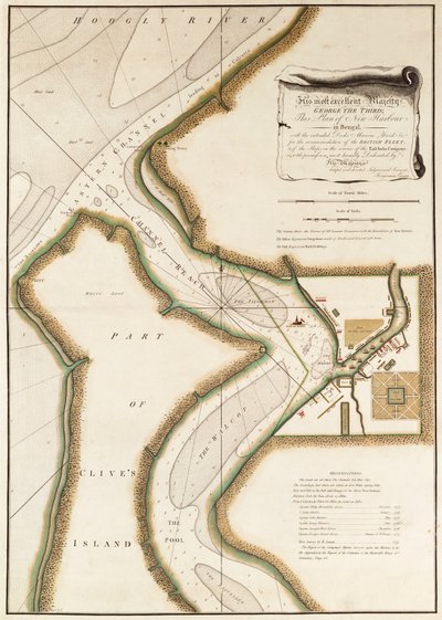 Carte de la rivière Hoogly, vers 1777 - British School