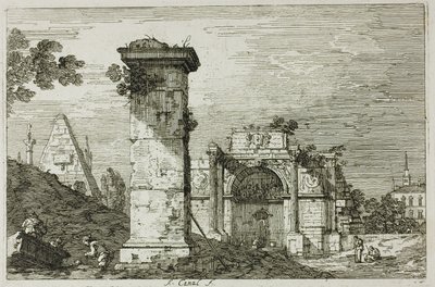 Paysage avec Monuments en Ruines, de Vedute - Canaletto