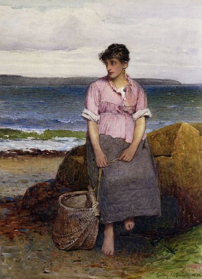 Jeune pêcheuse au bord de la mer - Carlton Alfred Smith