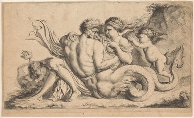 Triton et nymphe - Caspar Jacob van Opstal (II) (attributed to)