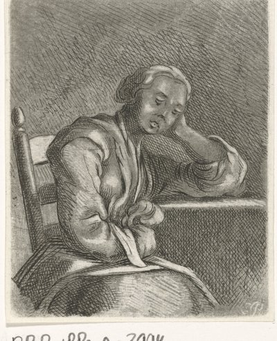 Fille endormie à table - Caspar Jacobsz. Philips