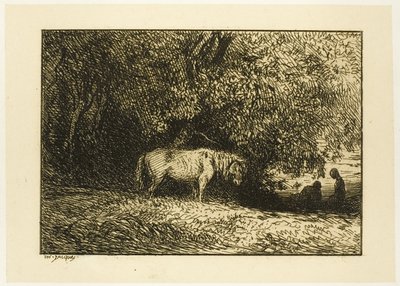 Cheval dans un bois - Charles Emile Jacque