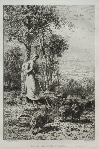 La Gardeuse de Dindons - Charles Emile Jacque