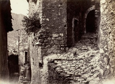 Une rue à Sainte-Agnès près de Roquebrune - Charles Nègre