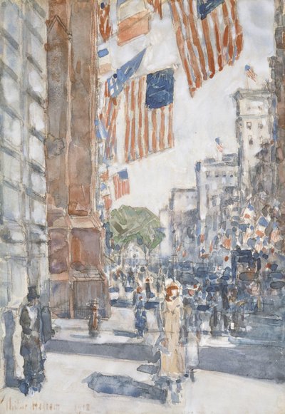 Drapeaux, Cinquième Avenue - Childe Frederick Hassam