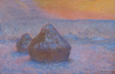 Meules de foin au coucher du soleil, effet de neige, 1890-91 - Claude Monet