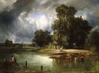 La traversée en ferry, 1849 - Constant Emile Troyon