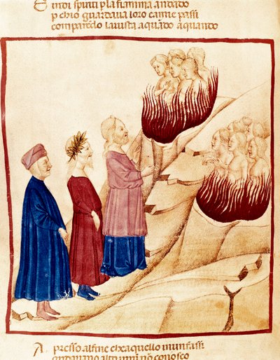 Purgatoire : Dante et Virgile, miniature - Dante Alighieri