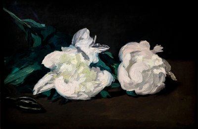 Branche de pivoines blanches et sécateurs - Édouard Manet