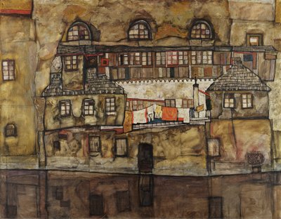 Mur de maison sur la rivière - Egon Schiele