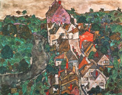 Paysage à Krumau - Egon Schiele