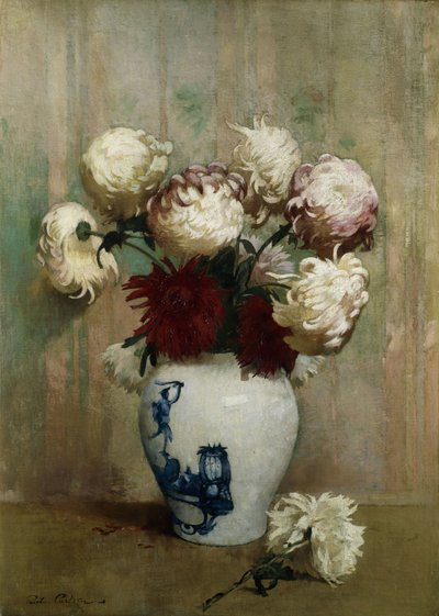 Chrysanthèmes dans un vase oriental - Emil Carlsen