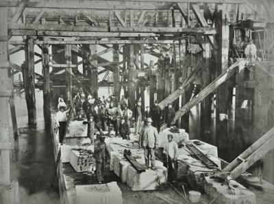 Pont de Blackfriars : ouvriers de construction, 1869 - English Photographer