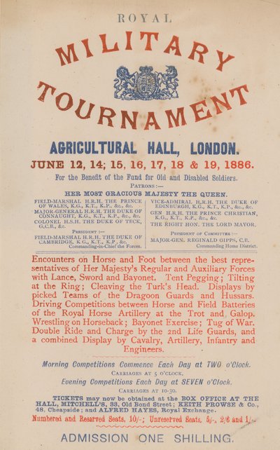 Publicité pour le tournoi militaire royal - English School