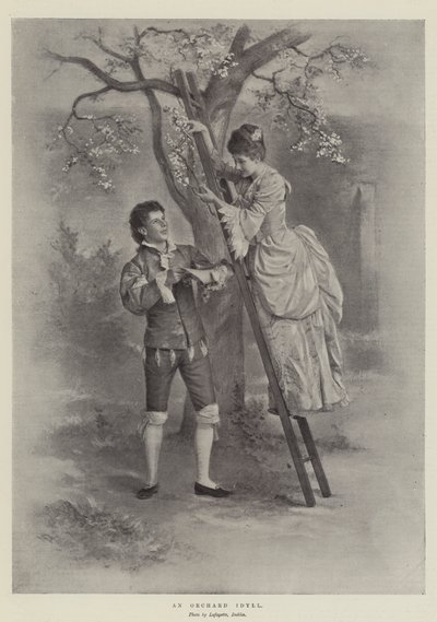 Idylle dans un verger (litho) - English School