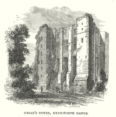 Tour de César, château de Kenilworth (gravure) - English School