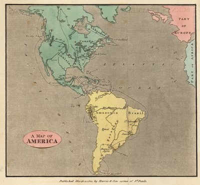 Carte des Amériques, vers 1821 - English School