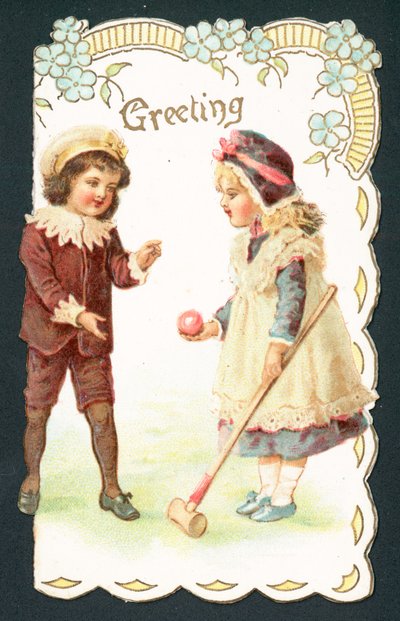 Jouer au croquet, Carte de Noël - English School