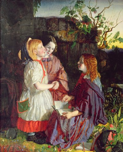 Trois jeunes filles dans un paysage, c.1860 - English School