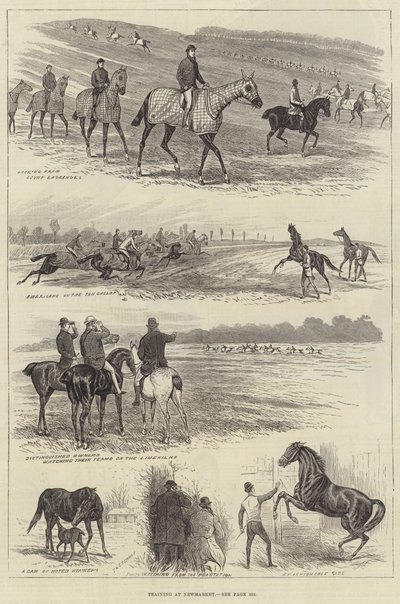 Entraînement à Newmarket (gravure) - English School