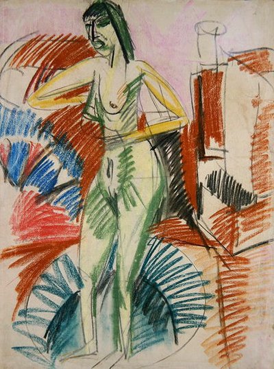 Femme nue debout, dans une baignoire - Ernst Ludwig Kirchner