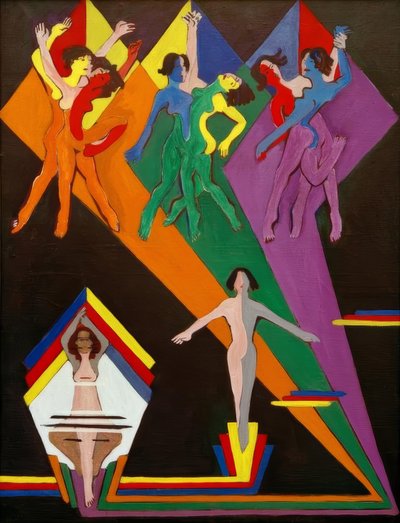 Jeunes filles dansant dans des rayons colorés - Ernst Ludwig Kirchner