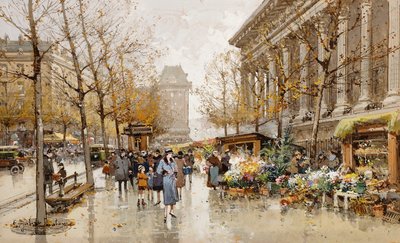 Rue de Paris en automne - Eugene Galien Laloue