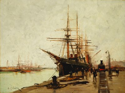 Un port - Eugene Galien Laloue