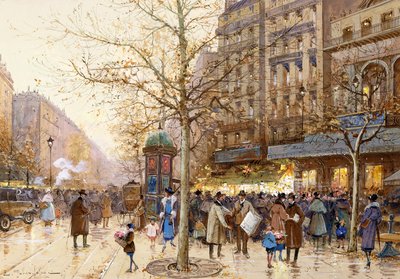 Une scène de rue à Paris - Eugene Galien Laloue