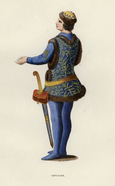 Chevalier (gravure en couleur) - European School