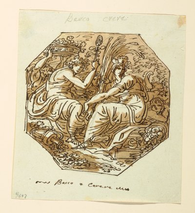 Dessin, Bacchus et Cérès - Felice Giani