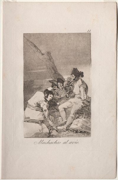 Caprichos : Les gars se préparent - Francisco de Goya