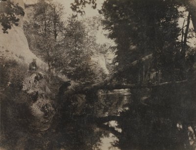 Paysage avec figure assise sur la rive du ruisseau - Frank Chauvassaignes