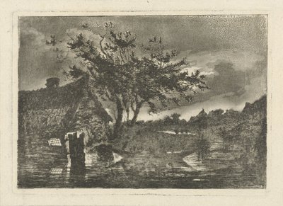 Paysage fluvial avec ferme - François Joseph Pfeiffer (II)