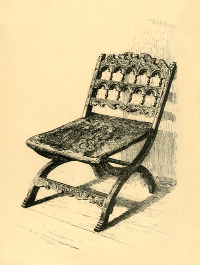 Chaise pliante, bois de noyer, 16e-17e siècles, 1881 - Frederick Albert Slocombe