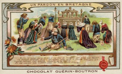 Un pardon en Bretagne (chromolithographie) - French School