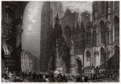 Cathédrale de Rouen (gravure, vers 1850) - French School