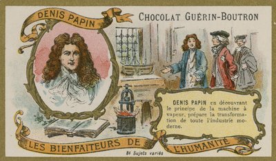 Carte de commerce Chocolat Guérin-Boutron, Denis Papin - French School