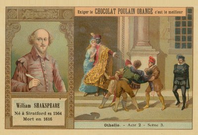 Othello, carte de commerce Chocolat Poulain Orange - French School