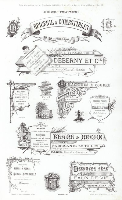 Page de Vignettes Typographiques (gravure) - French School