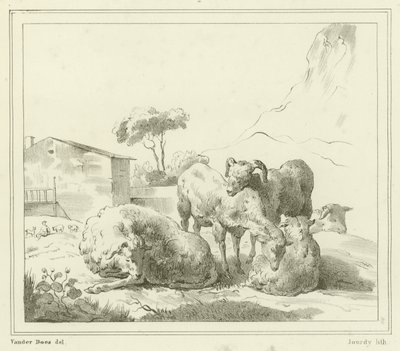 Moutons dans un paysage - French School